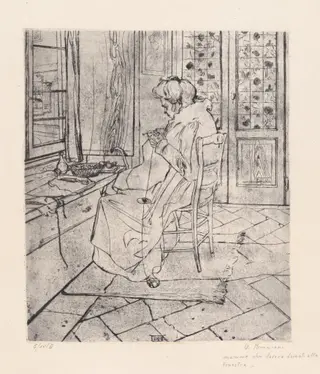 Mia madre che lavora [My Mother Working], by Umberto Boccioni, ink, 1907
