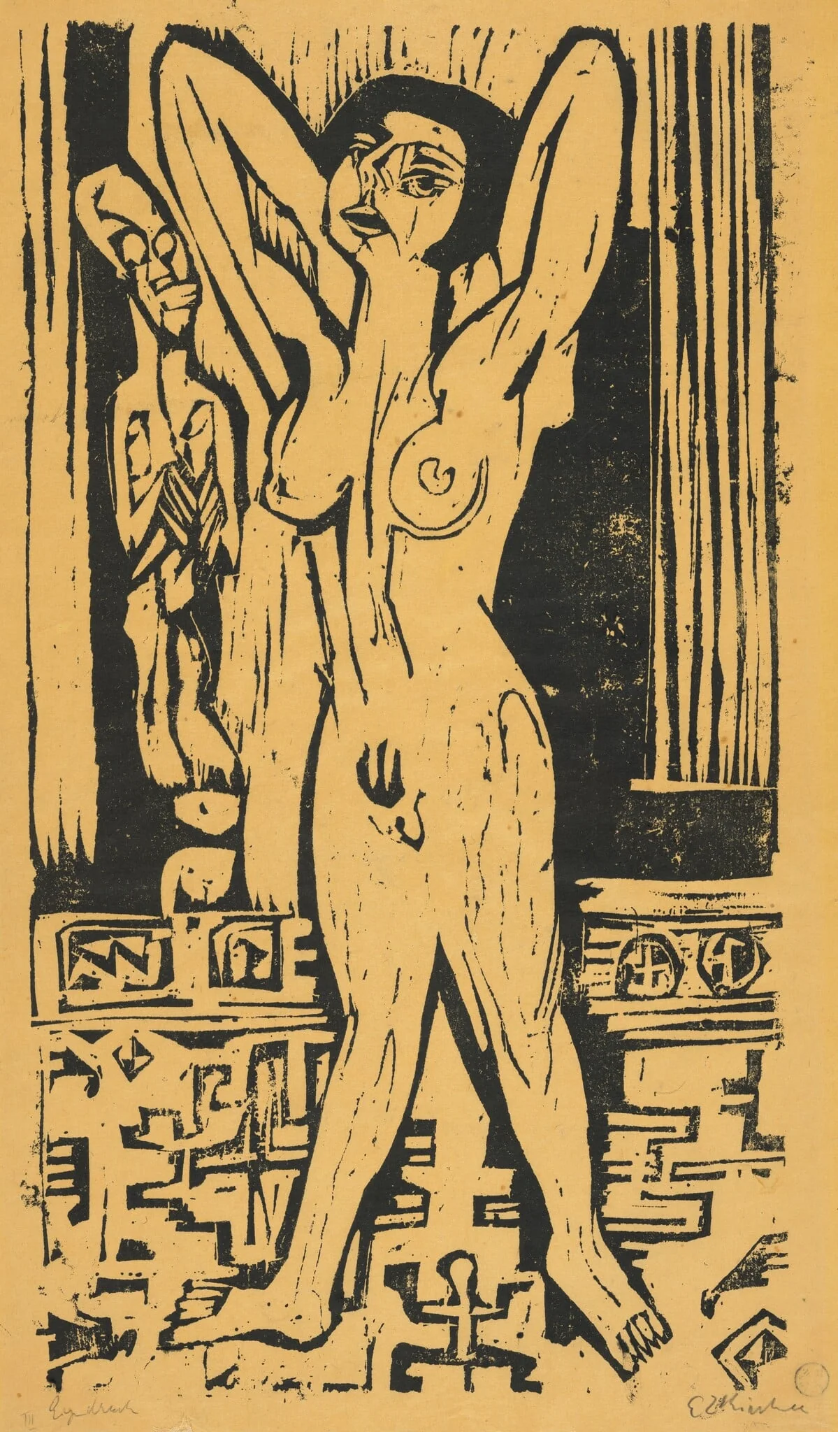 Naked Girl on a Carpet (Nacktes Mädchen auf Teppich), detail