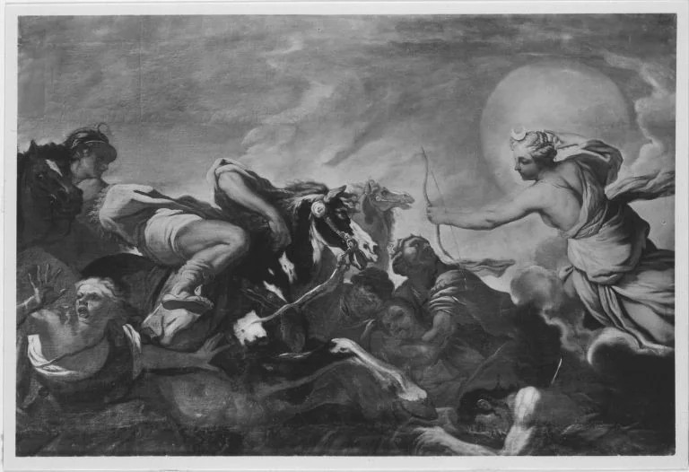 Diana tötet die Kinder der Niobe, detail
