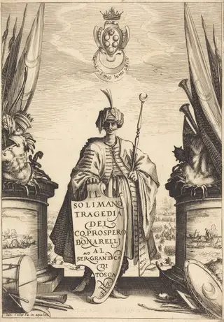 Title Page for "Il Solimano", by Jacques Callot, ink, 1620