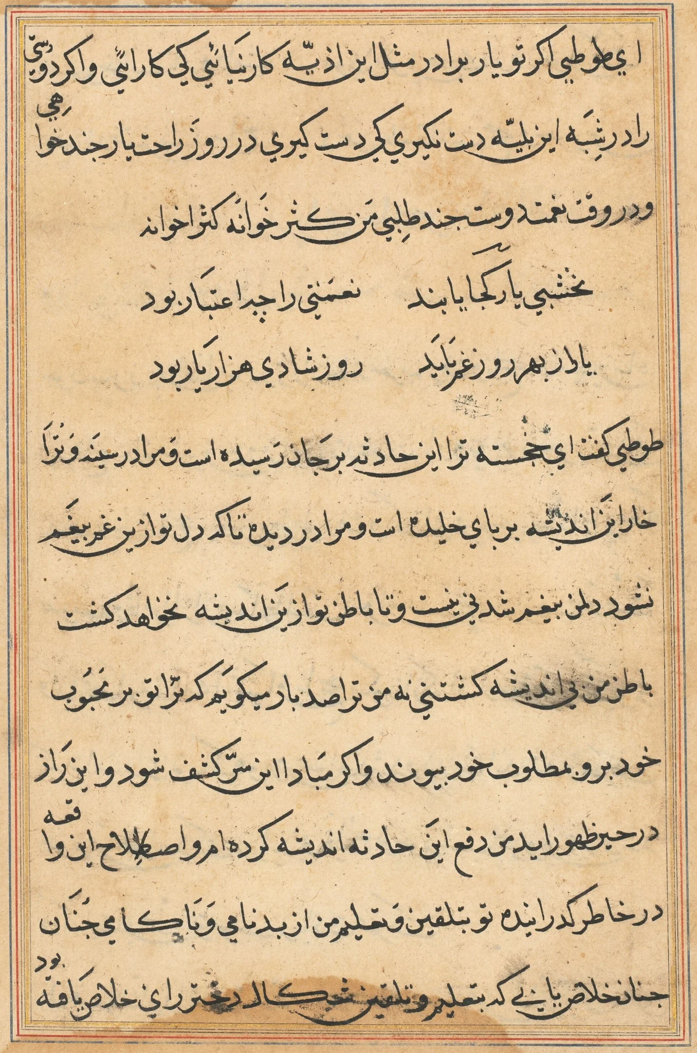 Page from Tales of a Parrot (Tuti-nama): text page, detail