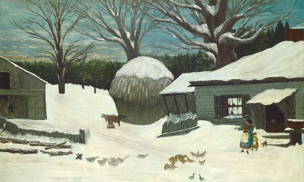 New England Farm in Winter, oil, 1850
