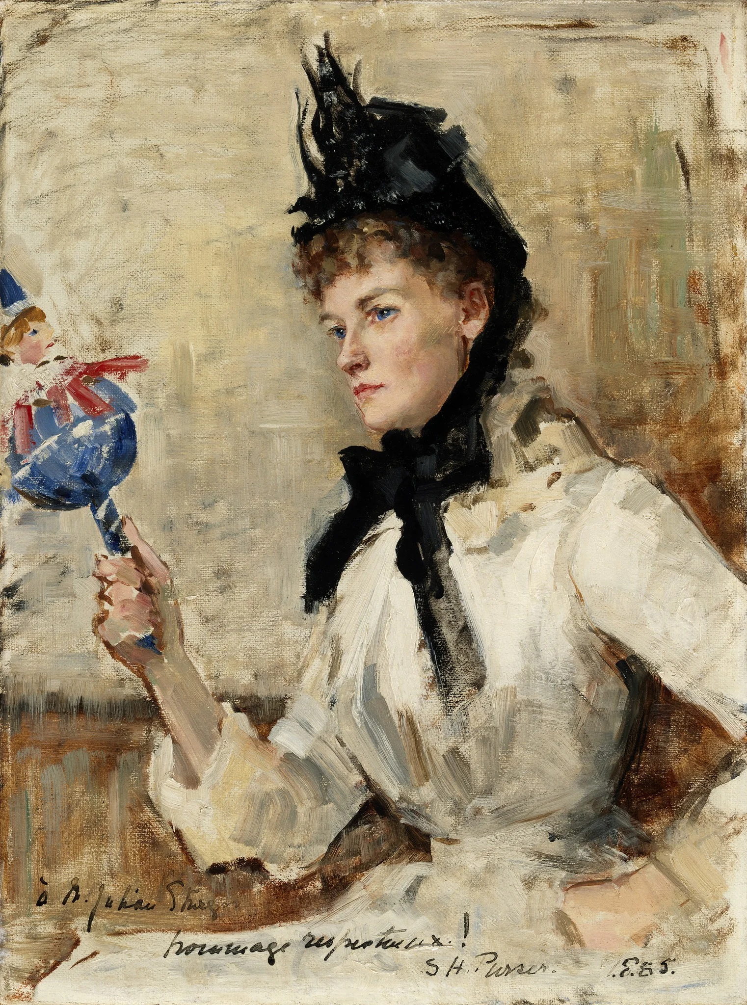 A Lady Holding a Rattle, detail