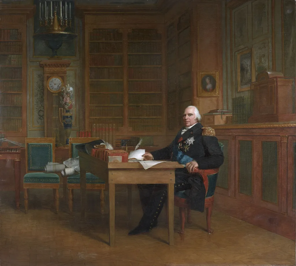 Louis XVIII in his study at the Tuileries, by Michel Marigny, oil, 1820