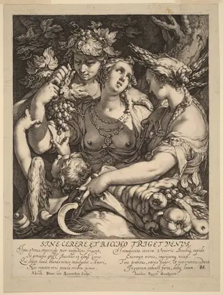 Sine Cerere et Baccho Friget Venus, by Jan Pietersz Saenredam, ink, 1600