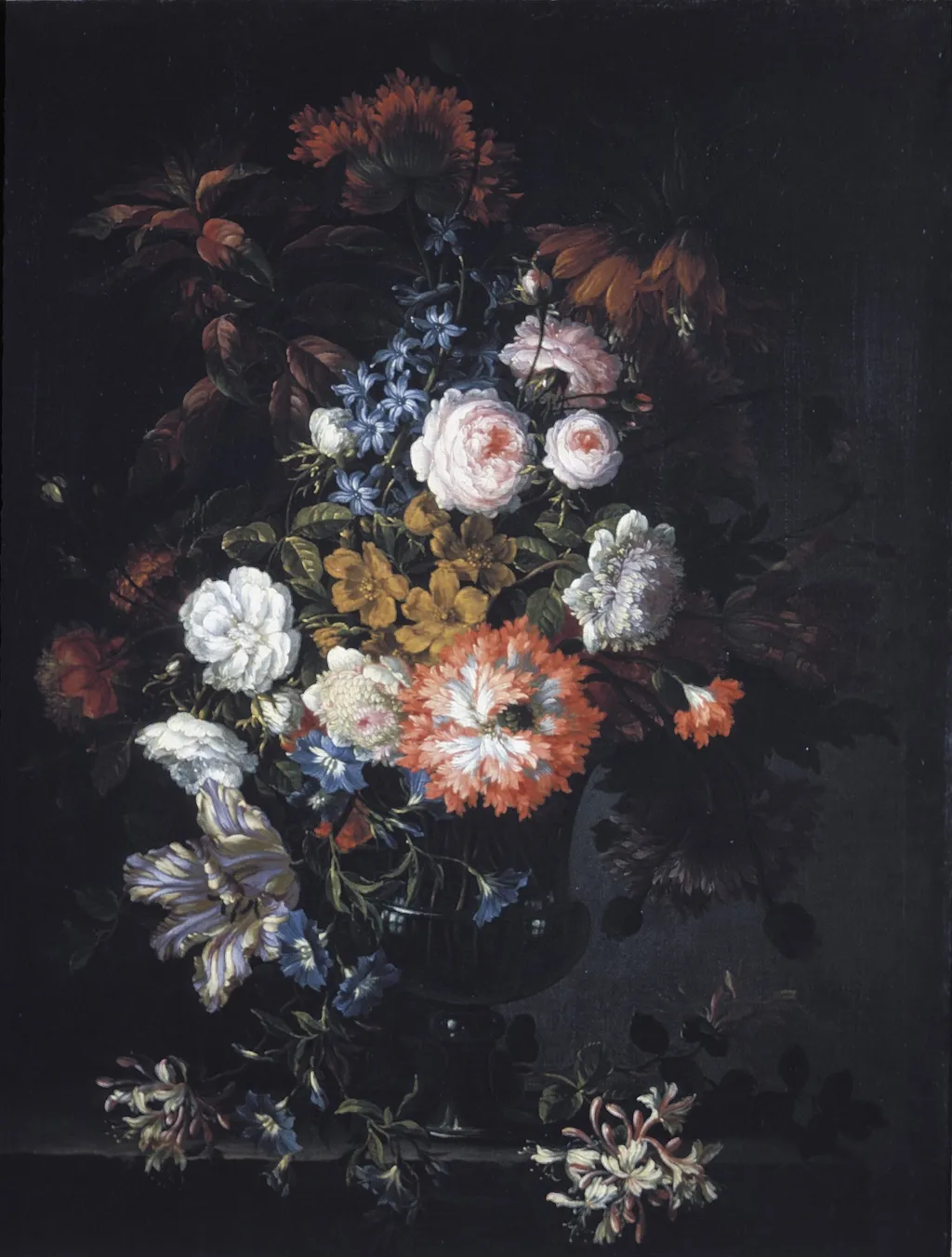 Still Life with Flowers, by Jean-Baptiste Monnoyer, oil, 1677
