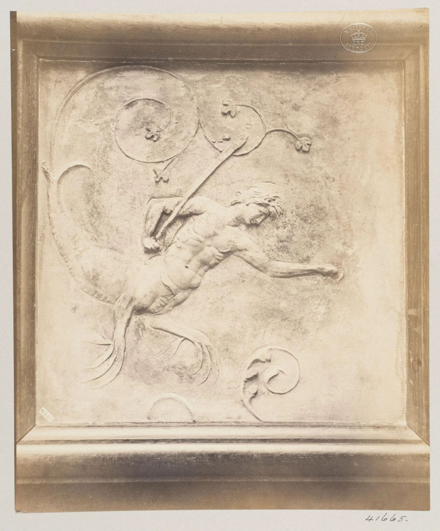 Bas-relief in marble of a Salamander, detail