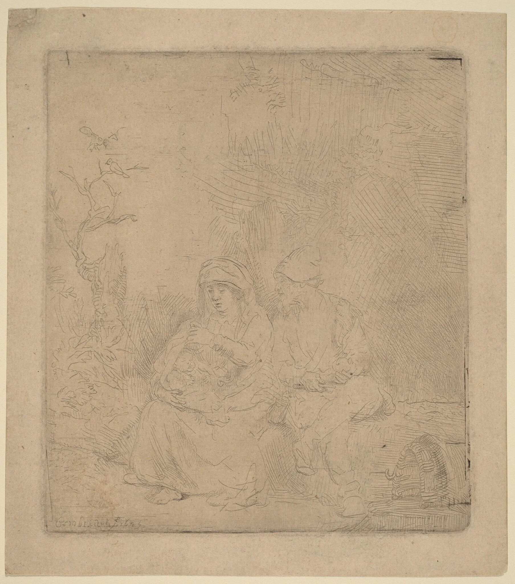 The Rest on the Flight: Lightly Etched, detail