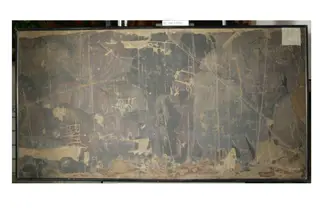 Copy of painting inside the caves of Ajanta (cave 10), by John Griffiths, oil, 1882