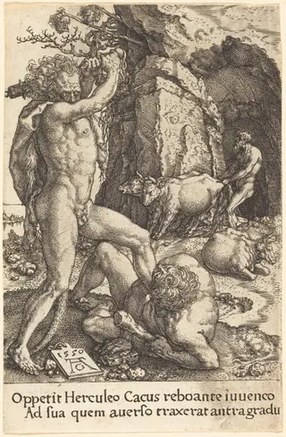 Hercules Killing Cacus, by Heinrich Aldegrever, 1550