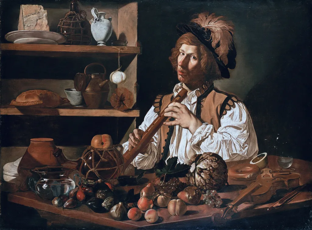 The Fluteplayer, by Cecco del Caravaggio, unspecified, 1610