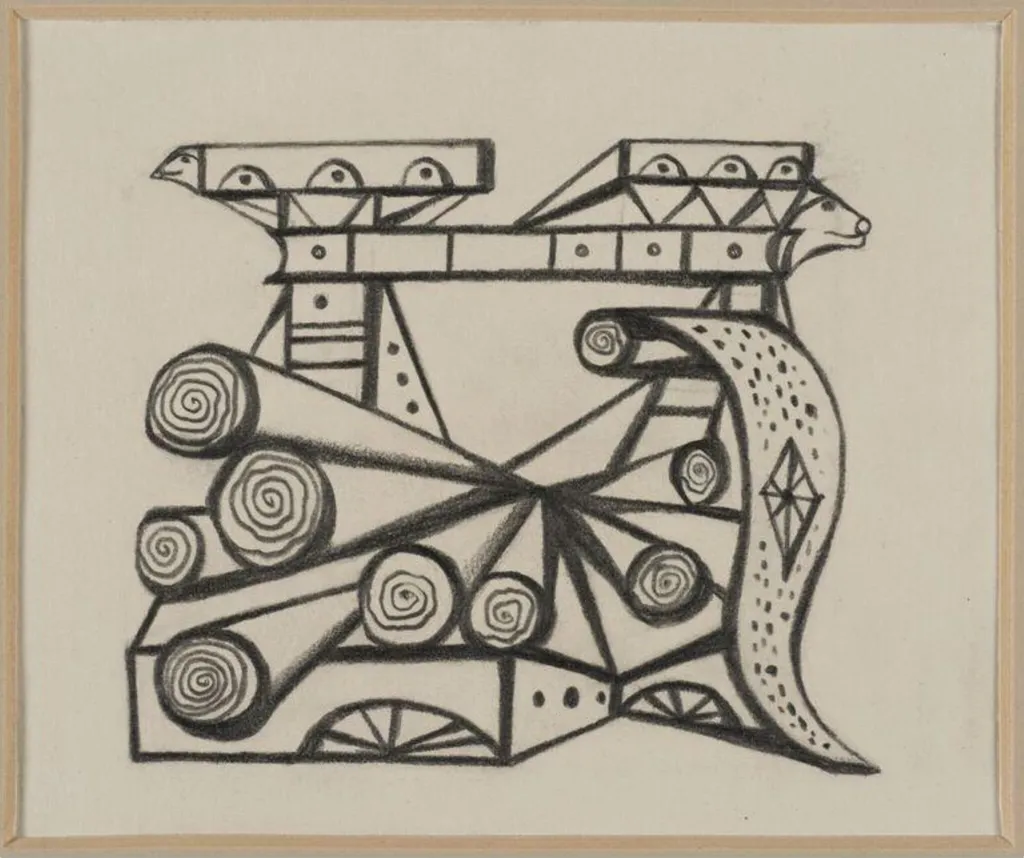 Drawing for Chapter 6 of Ezra from the Old Testament, by Cecil Collins, 1968