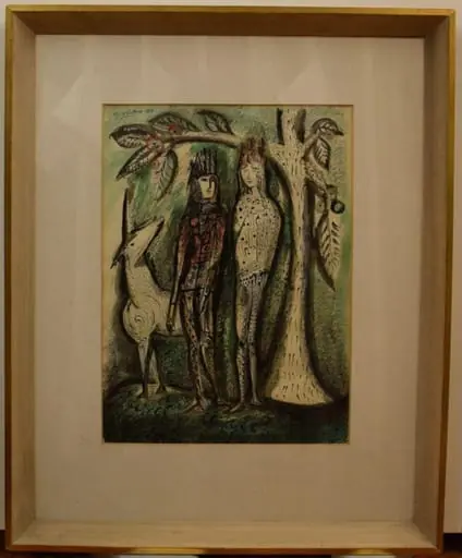 Two figures with a Unicorn, by Cecil Collins