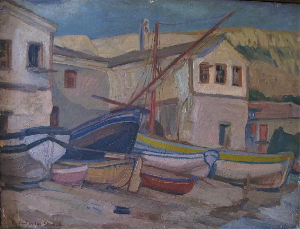 Bărci trase la țărm, by Cecilia Cuțescu-Storck, unspecified, 1930