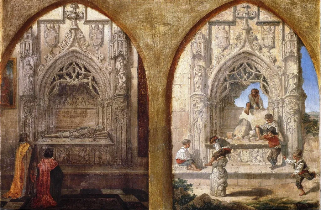 Ayer y hoy, by Cecilio Pizarro, oil, 1863