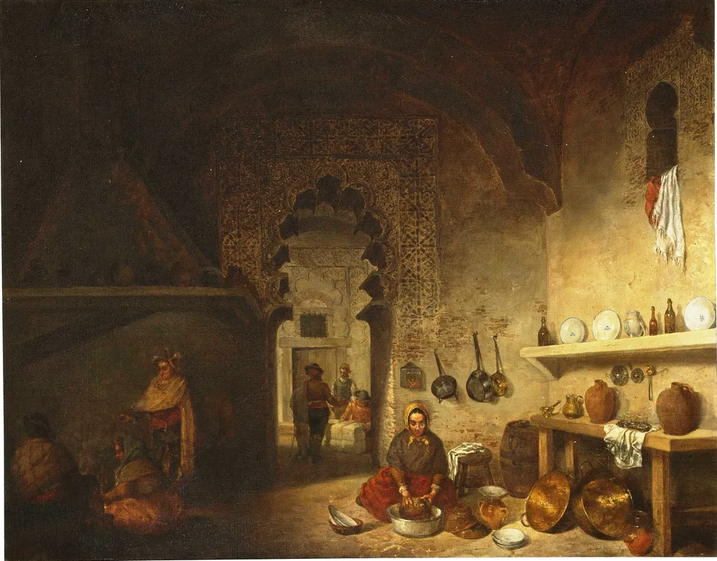 Interior de la cocina de una posada del pueblo de Maqueda, by Cecilio Pizarro, oil