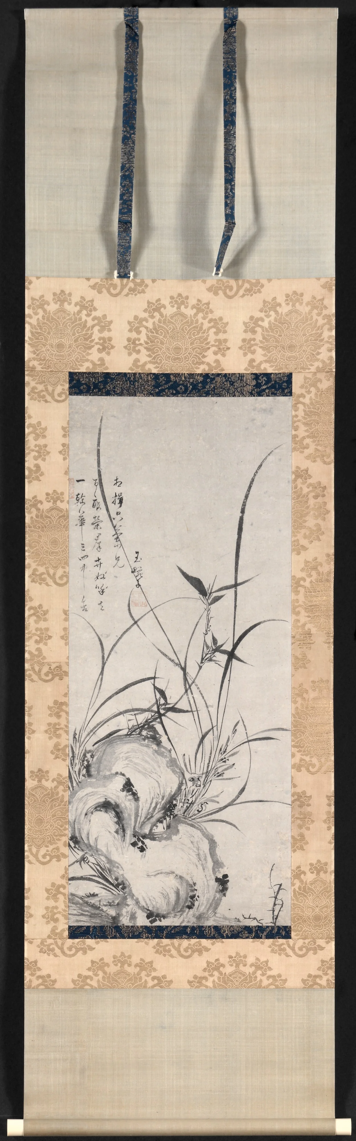 Rock, Bamboo, and Orchids, detail