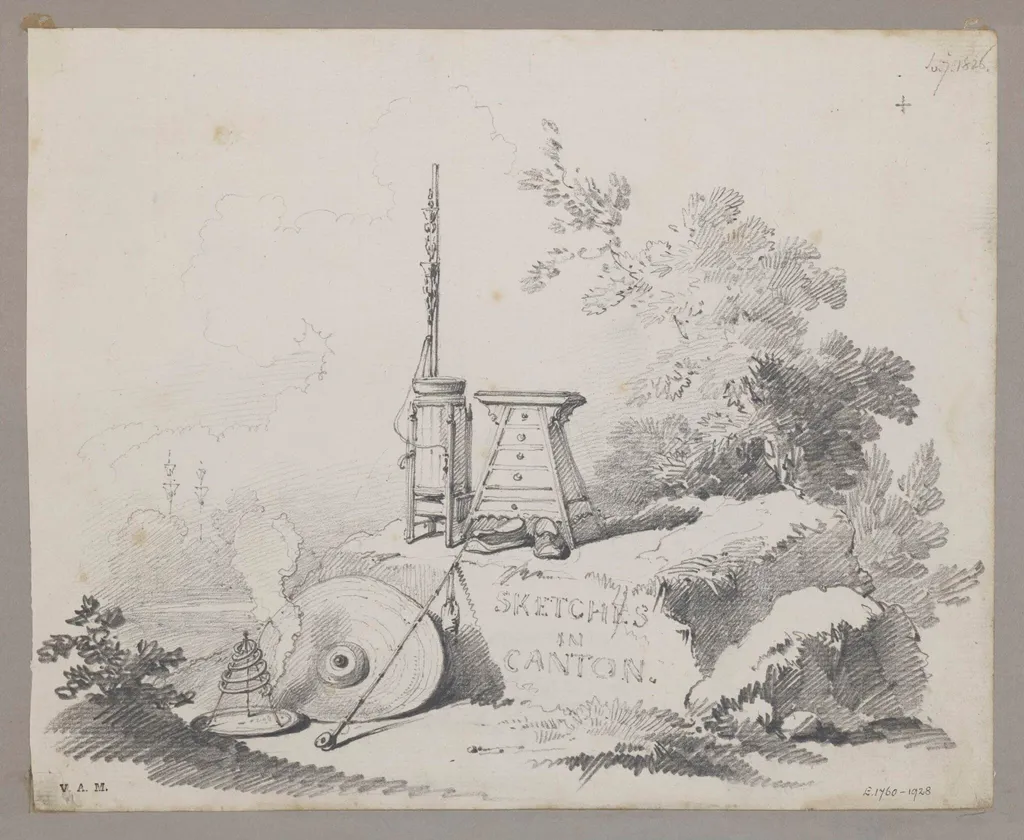 Chinese barber's apparatus, by George Chinnery, 7
