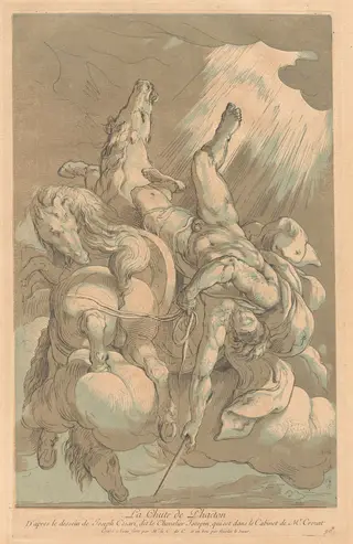 La Chute de Phaëton (The Fall of Phaeton), by Anne-Claude-Philippe de Tubières, comte de Caylus, ink, 1736