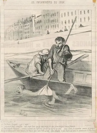 Tire ferme, Gaspard ... y va s'neyer ..., by Honoré Daumier, ink, 1844