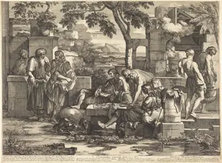 Esurientes pascere, by Sébastien Bourdon, ink, 1668