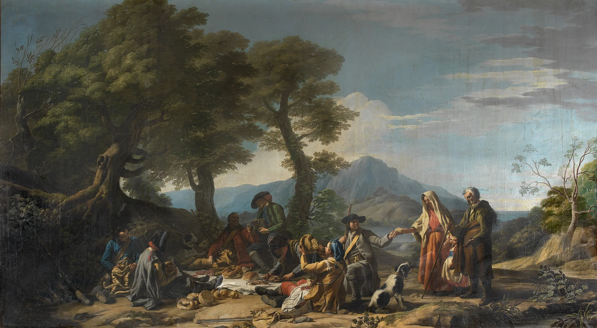 Cazadores merendando, detail