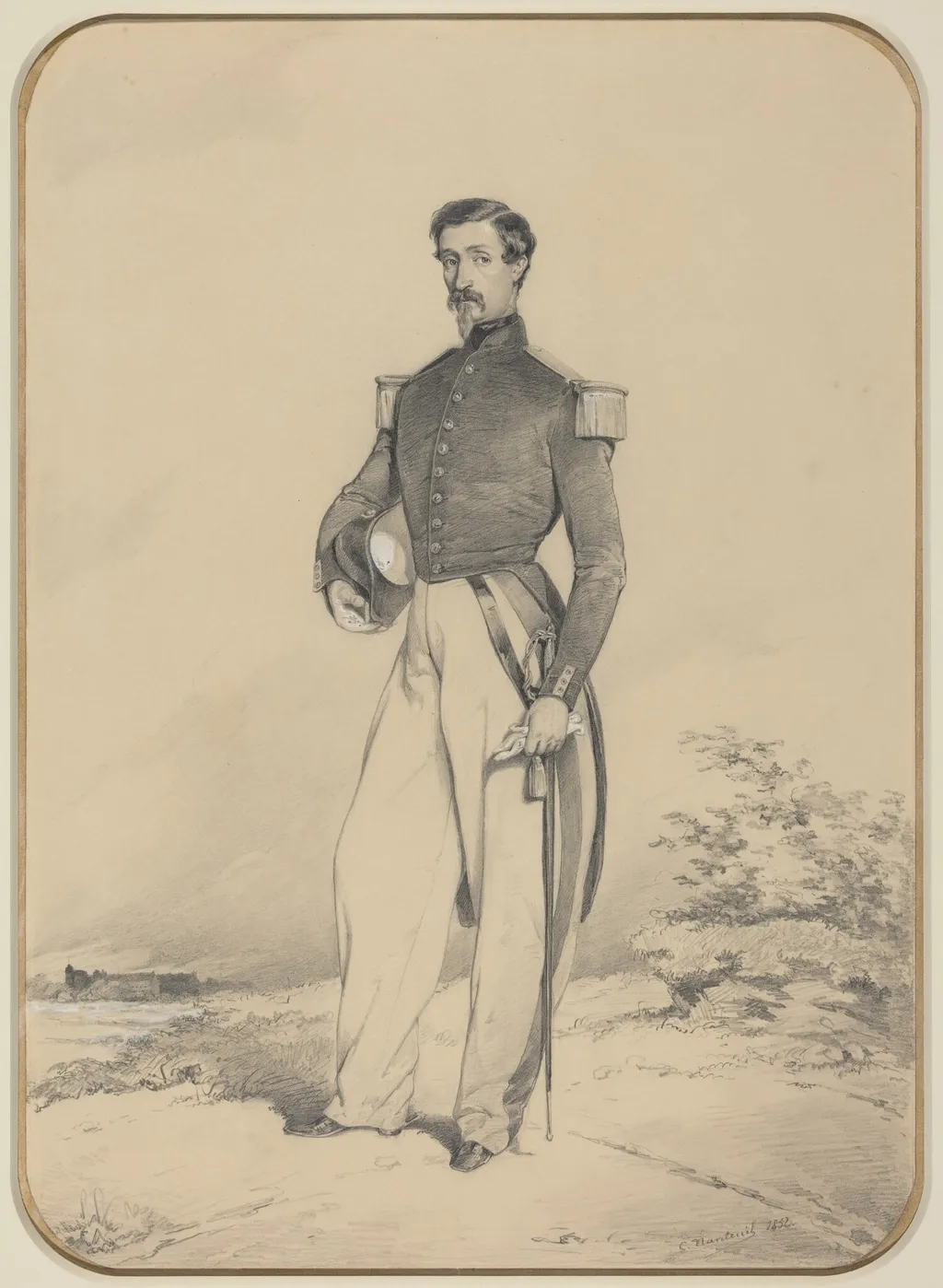 French Officer, by Célestin Nanteuil, graphite, 1852
