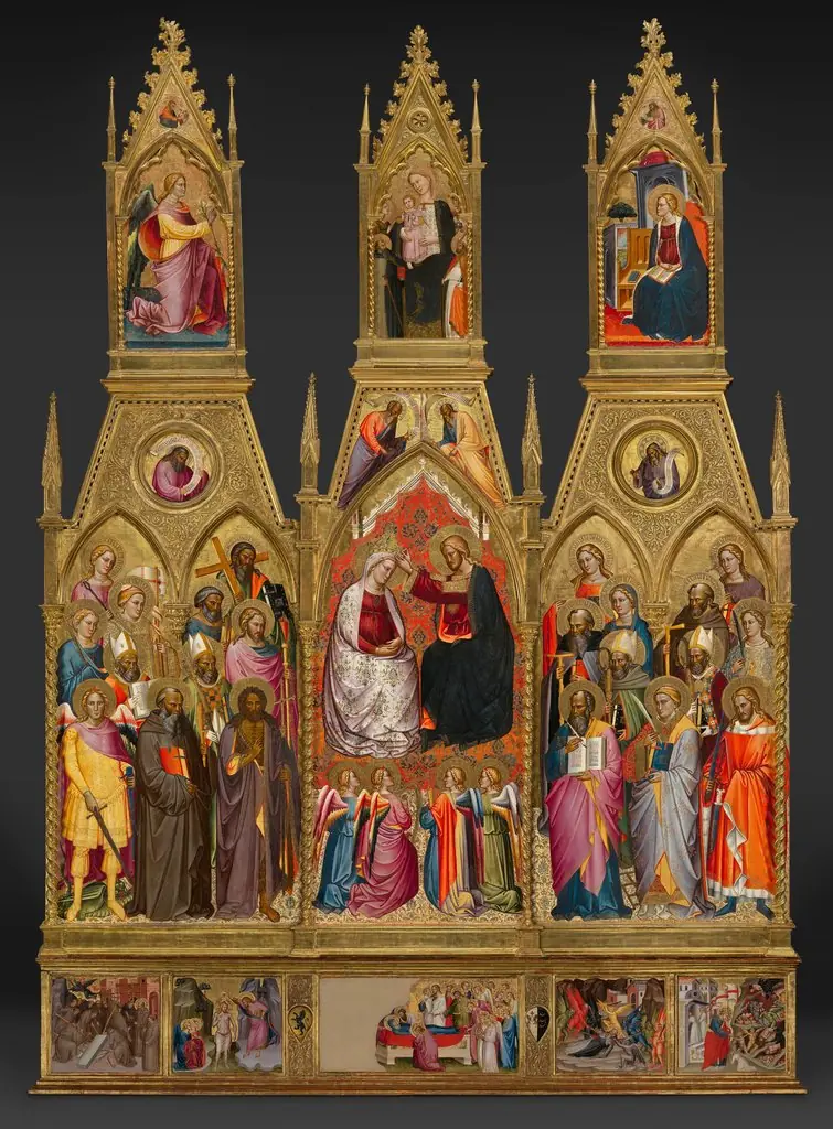 Polyptych with Coronation of the Virgin and Saints, by Cenni di Francesco