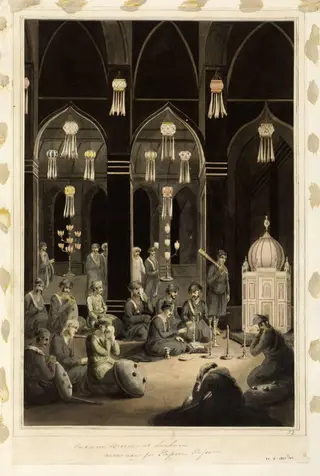 Ceremony of mourning in the Imambara, Lucknow
