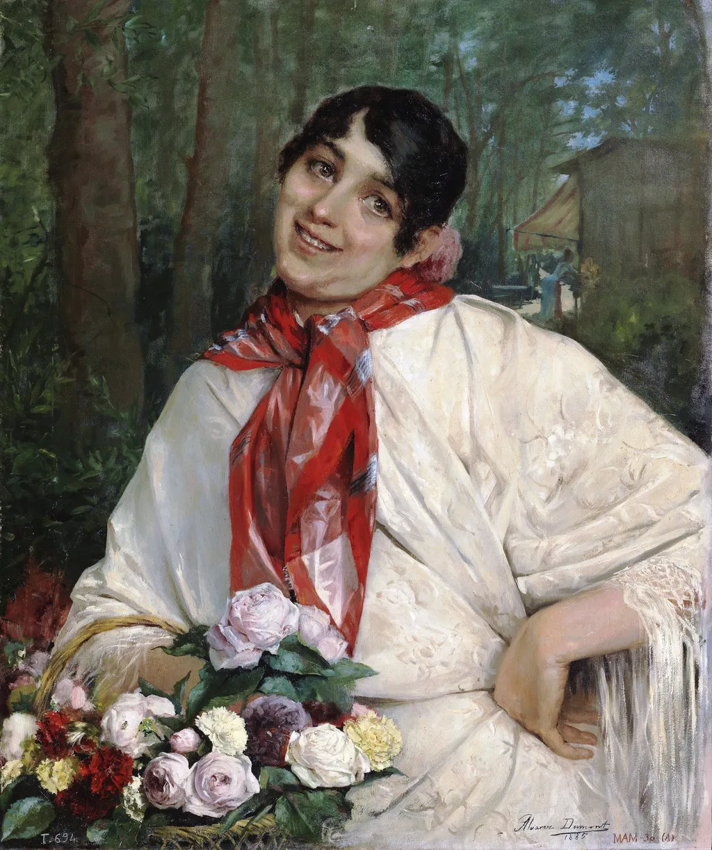 La florista, by César Álvarez Dumont, oil, 1893