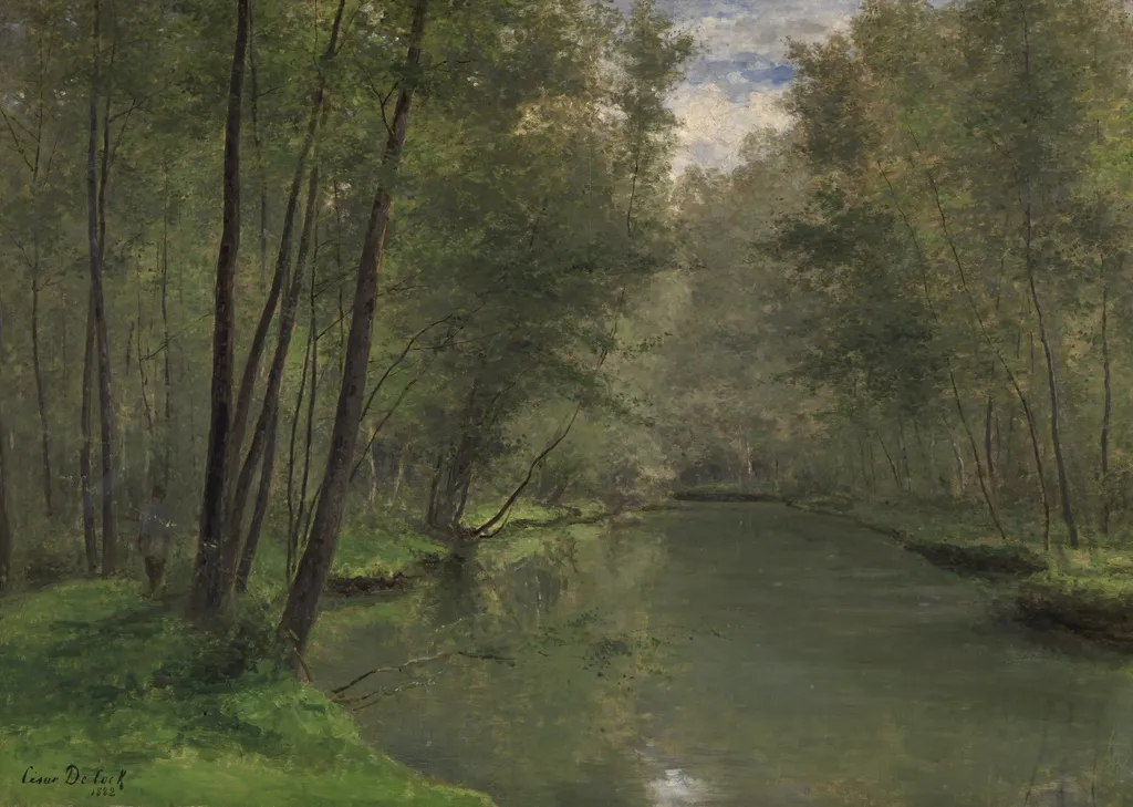 Along the River Epte in Gasny, by César de Cock, oil, 1892