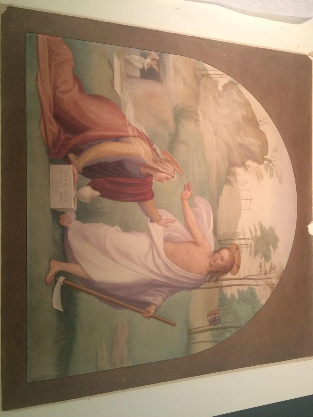 Copy after the fresco Noli Me Tangere by Fra Bartolomeo in the Villa dei Frati di San Marco, near Florence, by Cesare Mariannecci, watercolor, 1865