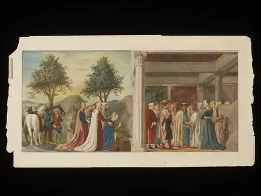 Arundel Society watercolour, Copy after the painting St Helena Finds the True Cross, by Piero della Francesca in San Francesco, Arezzo, by Cesari Mariannecci