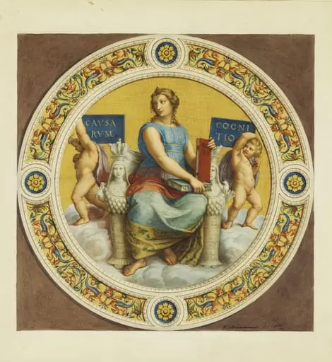 Copy after Raphael’s ceiling fresco representing ‘Philosophy’ in the Stanza della Segnatura (Vatican Palace, Rome,1509-11), 1864, by Cesari Mariannecci