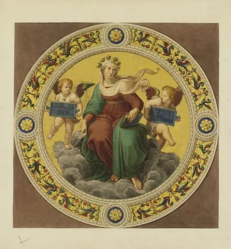 Copy after Raphael’s ceiling fresco representing ‘Theology’ in the Stanza della Segnatura (Vatican Palace, Rome,1508-09), 1864., by Cesari Mariannecci