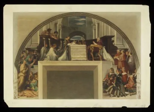 Copy after Raphael’s fresco representing the ‘Miracle of the Mass at Bolsena’ in the Stanza di Eliodoro (Vatican Palace, Rome, 1512-13), 1864., by Cesari Mariannecci