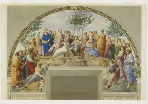 Copy after Raphael’s fresco representing the ‘Poets on Mount Parnassus’ in the Stanza della Segnatura (Vatican Palace, Rome, 1510-11), 1864-66, by Cesari Mariannecci