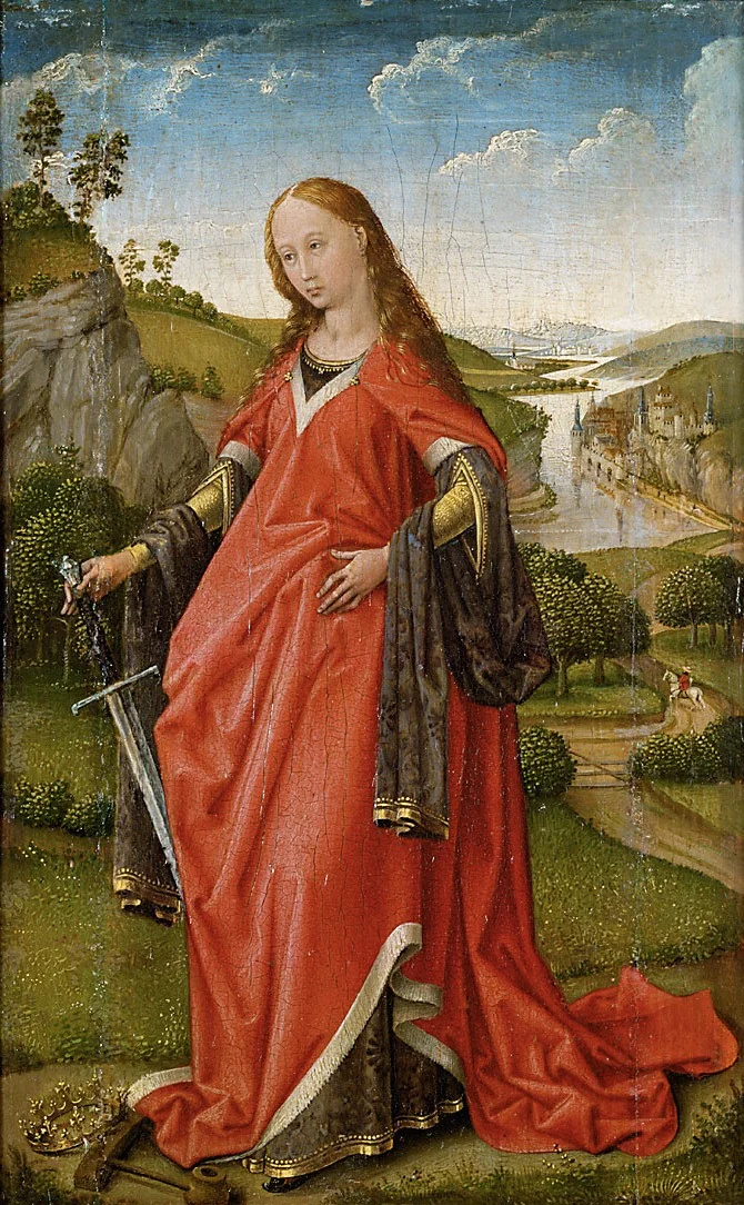 Right wing of a diptych: St. Katharina, detail