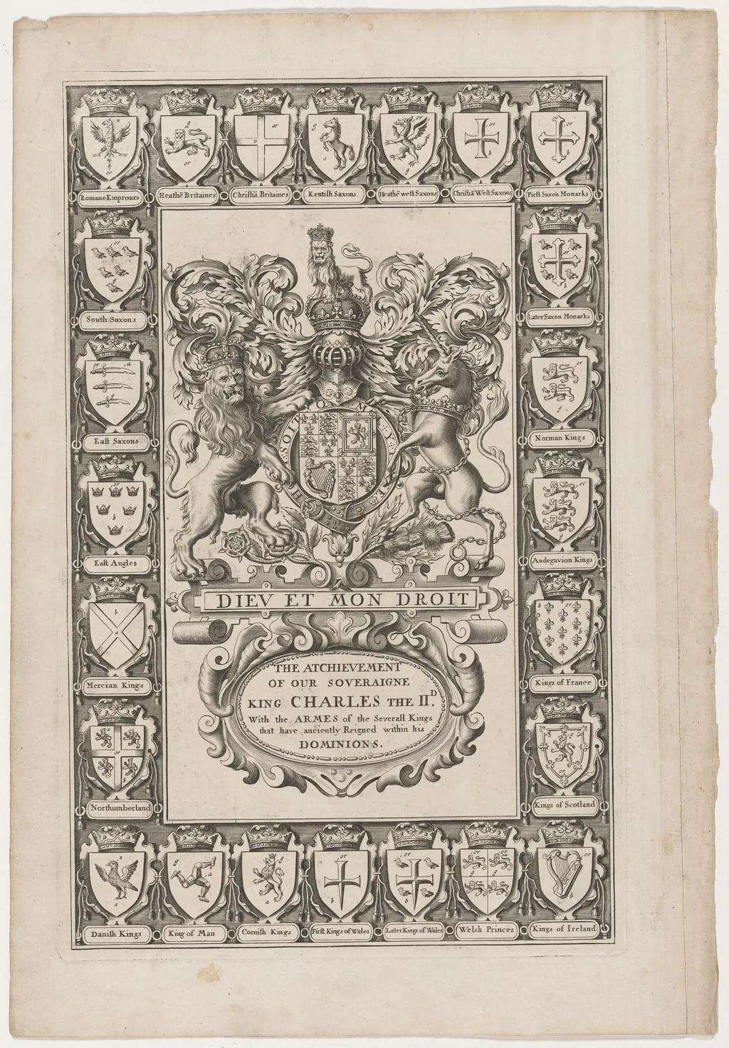 Title Page for the Achievement of Our Sovereign King Charles the Second, by Jodocus Hondius I, ink