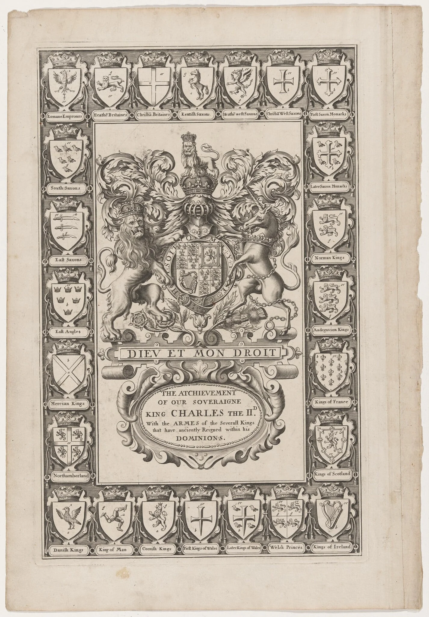 Title Page for the Achievement of Our Sovereign King Charles the Second, detail