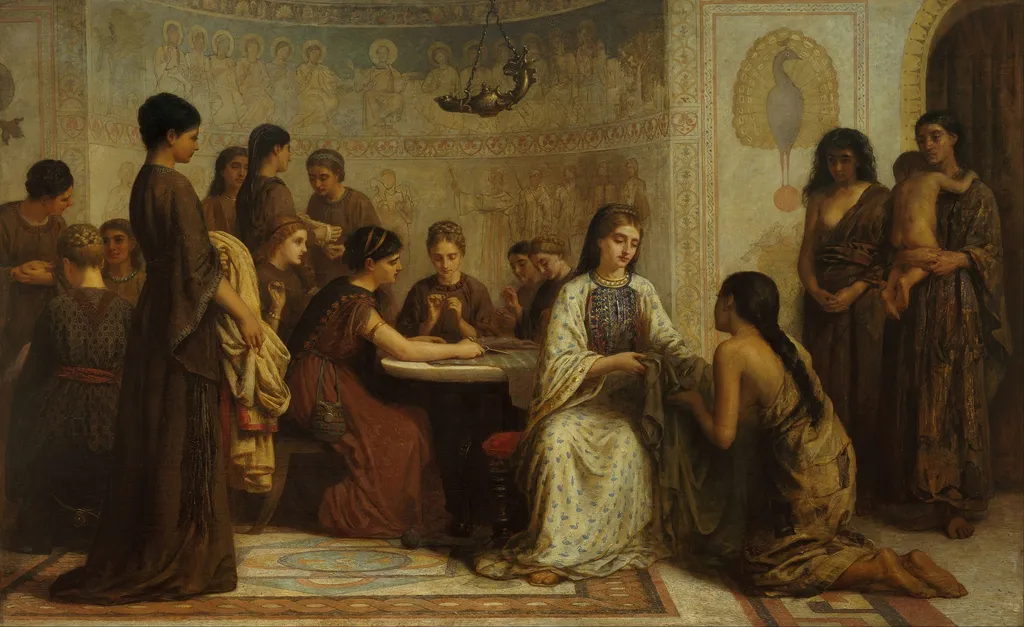 A Dorcas meeting in the 6th century, by Edwin Long, oil, 1873