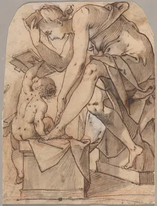 The Toilet of Venus, by Joseph Heintz the Elder, chalk, 1590