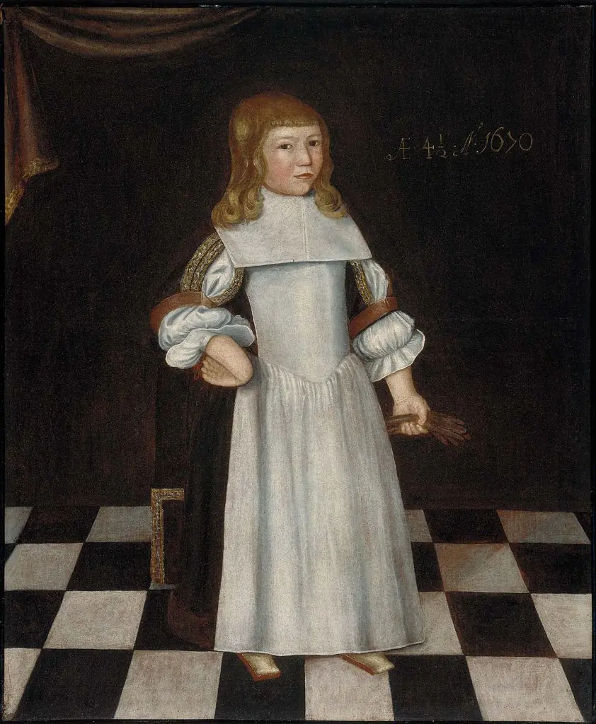 Robert Gibbs at 4 1/2 Years, by Freake-Gibbs painter, oil, 1670