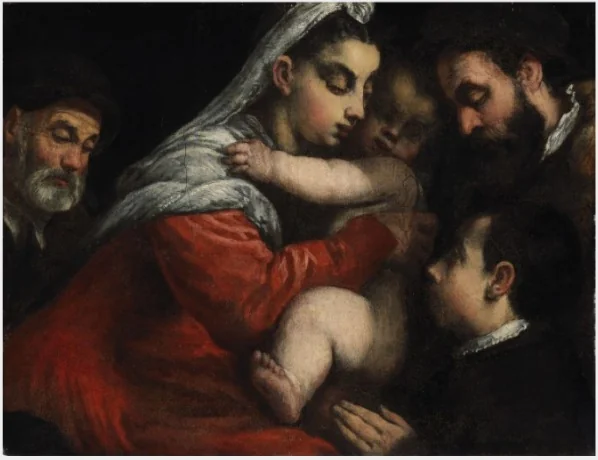 The Holy Family with Donors, detail