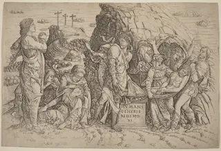 The Entombment, by Giovanni Antonio da Brescia, ink, 1509
