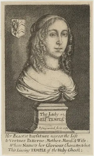 Lady Eleanor Temple, Wife of Sir Peter Templeof Stanton Bury, by Robert Gaywood, ink, 1658