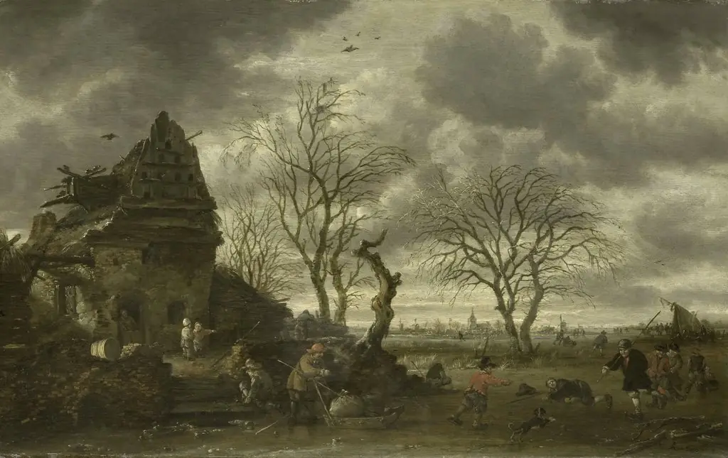 Winter scene, by Salomon Rombouts, oil, 1691