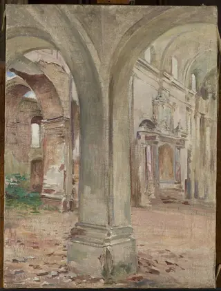 Church interior, by Franciszek Łubieński, oil, 1910