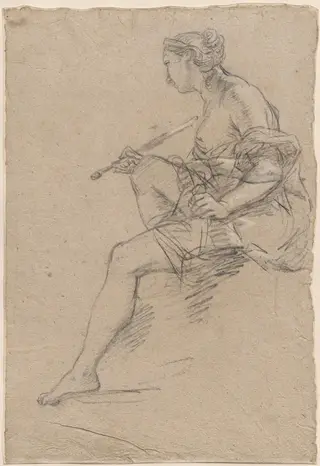Study for an Allegory of Painting, by Etienne Parrocel, chalk, 1750