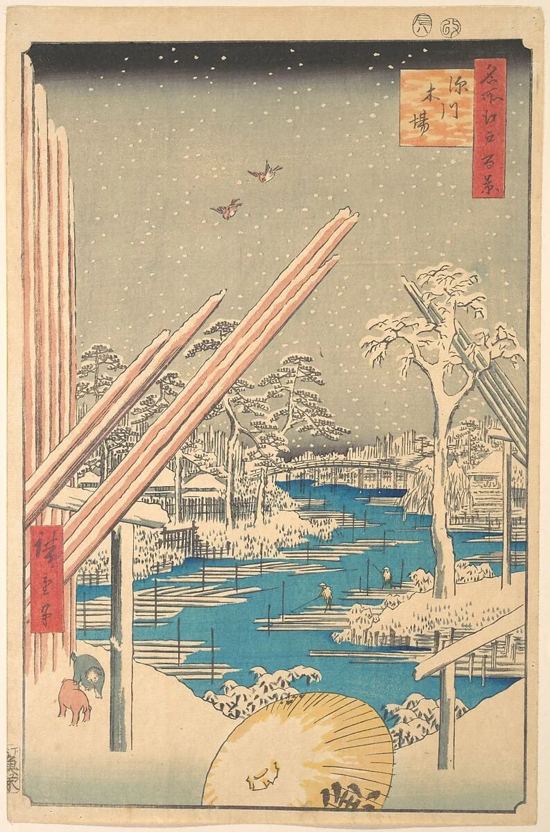 名所江戸百景 深川木場|The Lumber Yard at Fukagawa, detail